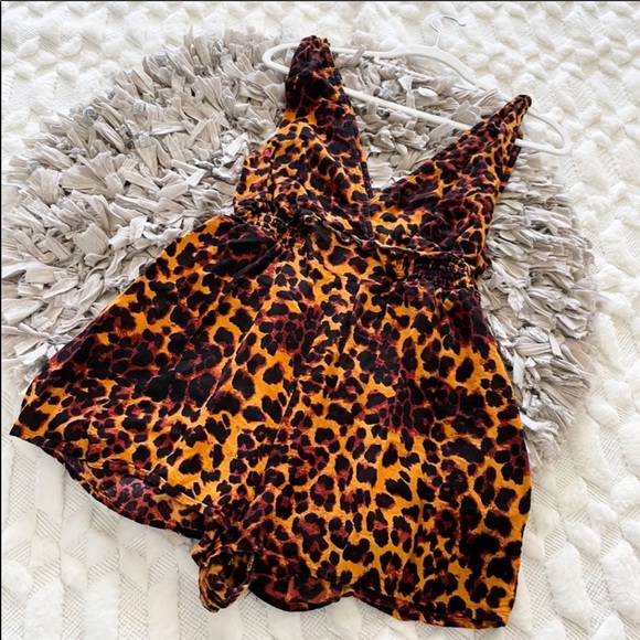 Free People Leopard Tie Front Romper - Picture 7 of 7
